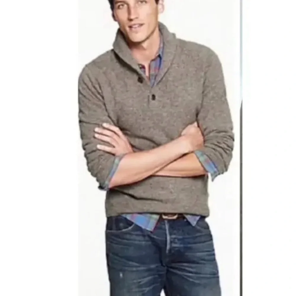 J. Crew Men's Oatmeal Shawl Collar Button Up Sweater XL New w/ Tags